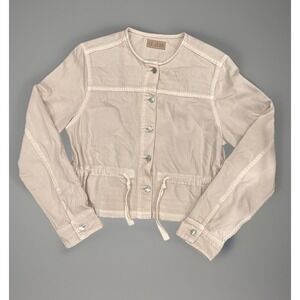 Le Jean Women's Gracie Embroidered Jacket Cinched Beige Spring Size Small